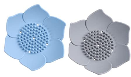 Cabilock 2piezas Jabonera De Silicona Drenaje Colores Gris y Azul Soporte para Jabón para Baño y Cocina Diseño Compacto y Resistente