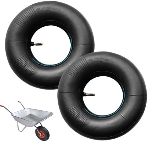 Vmxlso Schlauch 3.00-4 (2 Stück) 260 x 85mm mit 90° Winkelventil für Sackkarre, Schubkarre, Bollerwagen - Luftrad Zubehör