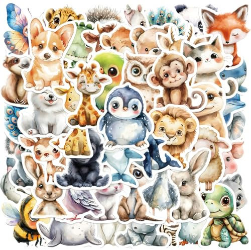 SZSMW 100 Blatt Sticker Tiere - Scrapbooking Sticker - Cute Sticker - Ideal FüR UmschläGe, GrußKarten, Scrapbooking, Dekorative Diy-Kuchen-/Cupcake-Topper,Ideal Als Klassenpreis