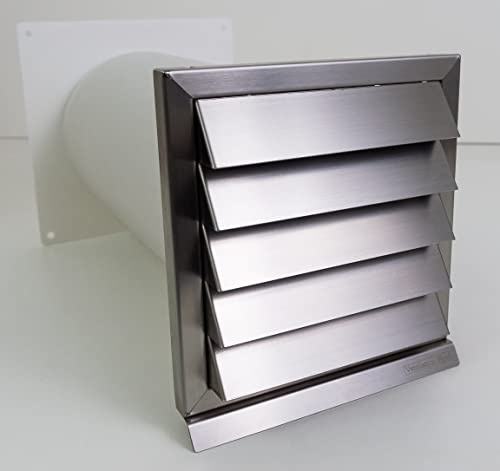 Ventilation-Nord Energiespar Edelstahl Mauerkasten Ø150 mit zwei Rückstaulappen (mit Insektenschutzgitter aus Edelstahl)
