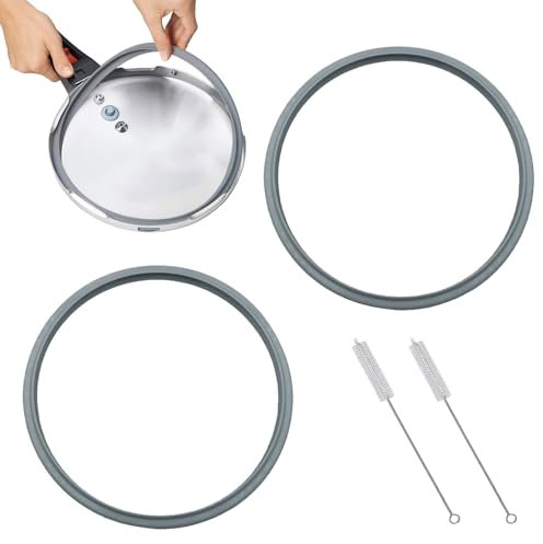 2 Stück Schnellkochtopf Dichtungsring 22cm Mit 2 Stück Reinigungsbürste,Für Schnellkochtöpfe Mit Innendurchmesser 22cm Fur Schnellkochtopf 3l, 4,5l, 6,5l, 8,5l, Silikonring, Silikon