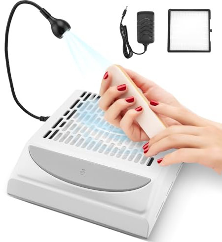Nail Dust Collector, 100W Powerful Electric Nail Dust Extractor with Adjustable Speed and Low Noise, Nail Dust Collector Nail Tech Perfect for Gel Nail Polish for Home Salon Use