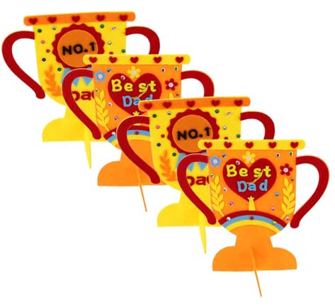 Kisangel 4stücke Bastelset Für Junge Mädchen Diy-trophäen Aus Papier Für Papa-geburtstag Geschenke Zum Basteln Lustige Aktivitäten Zu Hause Schule