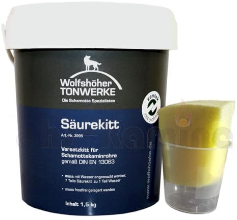 1,5 kg Säurekitt Schornsteinkleber zum Verkleben von Schamotterohr, Keramikrohr, Schornsteinrohr