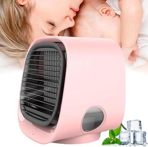 AiraBreeze Luftkühler Tragbarer Kühlventilator, Airabreeze tragbare Klimaanlage, 3 Gang Luftkühler mit Verdunstungskühlung, Mobiles Klimagerät Ventilator für Schlafzimmer, Büro (Rosa)