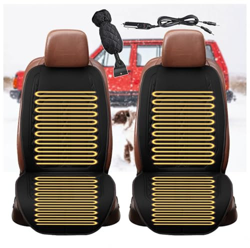 LRF-yxkj Auto Sitzheizung Auto Sitzheizung 12v Zigarettenanzünder, 2 Heizstufen, Stromschutz 12v Sitzheizung Auto Auflage, Autositzheizung Auflage,Schwarz-Haupt+Beifahrer