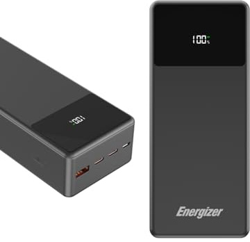 Energizer Powerbank 27000 mAh 65 W USB-C PD | ultraschnelles Aufladen für MacBook, Laptop, iPhone, Android, Switch | Powerbank mit digitalem Display, 3 Ports, PowerSafe-Schutz | UE27062PQ
