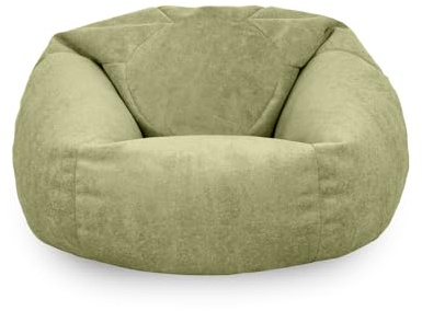 rucomfy Velora Classic Adult Beanbag - Machine Washable - Sage Green | Premium Supportive Pre-Filled Adult & Teens Beanbag Chair - Durable Fabric Ergonomic Seat - Easy Care Material - 55x90cm