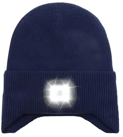 AWSOLAR Winter Mütze mit Licht, USB Wiederaufladbare Mütze mit Licht Kinder und Erwachsene