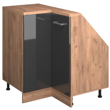 Vicco Eck-Küchenschrank für Dachschrägen R-Line, Anthrazit Hochglanz, 75.6 cm mit 1 Tür