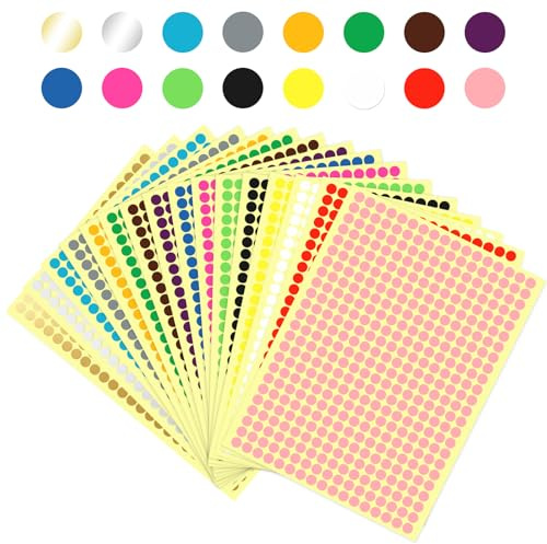 NISENTIA 6528 Stück 6mm Klebepunkte Bunt, 16 Farben Markierungspunkte Selbstklebend Klebepunkte Aufkleber Punkte Aufkleber Bunt Mini Sticker Bunte Punkte Umzugsaufkleber für Büro Schule Kalender