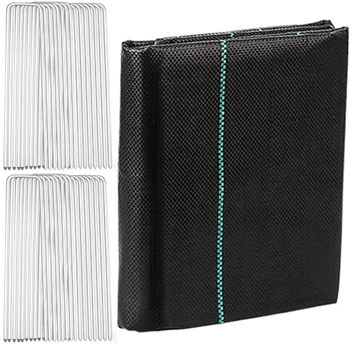 CHGANG Membrana diserbante 1 x 10 m con 30 picchetti da giardino, tessuto barriera resistente per erba artificiale, patio, sentieri, aiuole