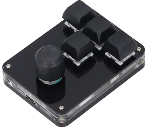 Wakects Makro-Tastatur, 4 Tasten, 1, Programmierbare Mechanische Mini-Tastatur, 5 V, 1 A, mit RGB-LED und Blauem Schalter für Gaming, Büro, Medien, 8,9 X 6,5 cm