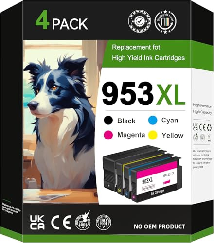 953XL Multipack Druckerpatronen für HP 953XL Patronen Kompatibel für HP Officejet Pro 7740 7720 8210 8720 8710 7730 8218 8715 8718 8725 8728 8740 8730 (4 Pack)