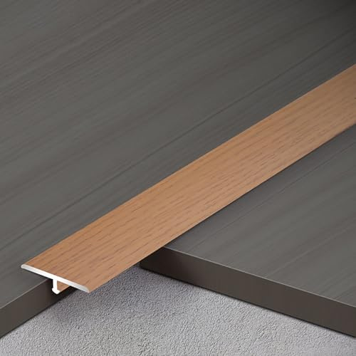 3 Stück T-Profil Aluminium Flache Übergangsschiene Türschwellen Leiste Zierleisten Übergangsprofil, Übergangsleiste Boden für Verbinden Holzböden Fliesen Teppich(Teak,W2.5cmxL90cm)