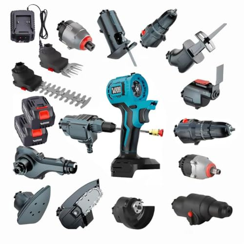 Brushless Power Tool Combo Kit, 2-in-1 Hedge Trimmer and Woodworking Tool Set with Tool Boxes, Cordless for DIY Projects