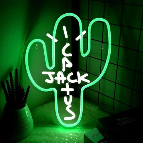 SXDMOUBK Enseignes Lumineuses néon Jack Cactus pour décoration Murale, Art, lumières LED acryliques avec chaîne de Suspension, illuminent Chambre, Garage, Bar, pub, Mariage, fête, 5V, alime