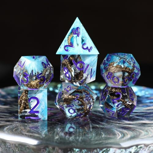 Elifel DND Würfel Set Oktopus Polyedrische Harz Spielwürfel D&D Rollenspiel Würfel für Dungeons and Dragons RPG MTG Pathfinder Tischspiele D4 D6 D8 D10 D% D12 D20 mit Geschenkbox