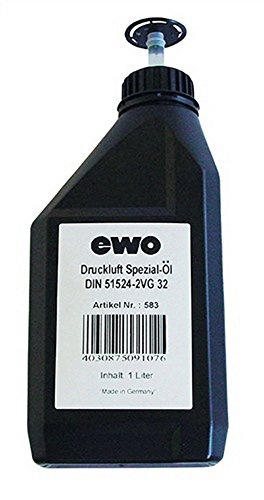 Ewo Druckluft Spezial-Öl VG 32 ISO 3448, 1 l Flasche | Für Pneumatik-Werkzeuge, Korrosionsschutz, Verschleißmindernd, Weiter Temperaturbereich, Demulgierende Wirkung