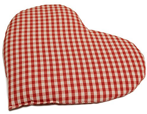 Rapssamenkissen Herz ca. 30x25cm - Bio Stoff rot-weiß - Wärmekissen - Körnerkissen - Ein charmantes Geschenk