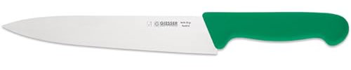 Giesser depuis 1776 - fabriqué en Allemagne - Couteau à découper vert, Basic Green, lame 20 cm, antidérapant, couteau de chef étroit, lavable au lave-vaisselle, inoxydable