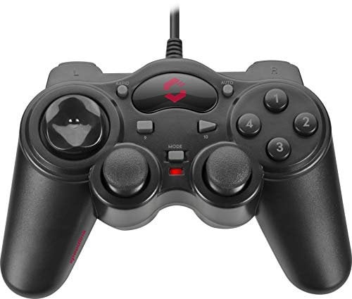 Speedlink THUNDERSTRIKE PC Gamepad - Gaming Controller PC mit Kabel USB-A, Schnellfeuer und Autofeuer Funktion, robuste Bauweise, DirectInput analog/digital, 1,7m Kabellänge, schwarz