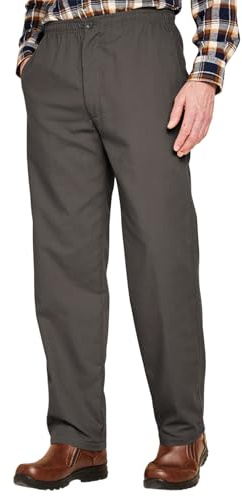 Chums Men's Fleece-Lined Elasticated Waist Thermal Trousers | Expanding Waistband Pull On Winter Pants, Button & Fly Zip Fastening, Versatile Sizing 32-50