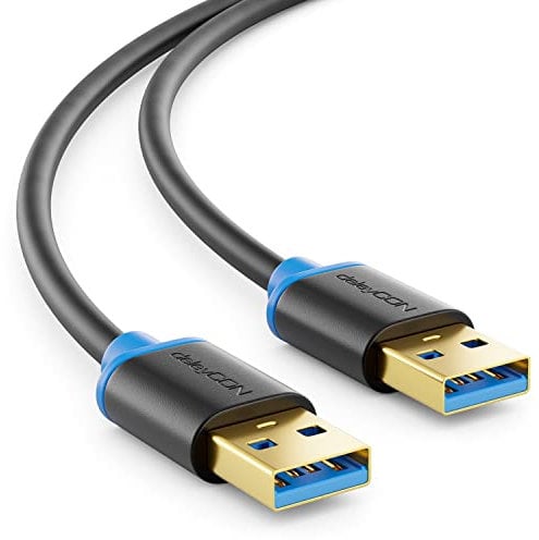 deleyCON 2m USB 3.0 Super Speed Kabel - USB A-Stecker zu USB A-Stecker - Übertragungsraten bis zu 5 Gbit/s - Schwarz/Blau