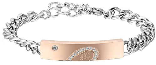 JewelryWe Schmuck Pärchen Armband, Edelstahl Panzerarmband Panzerkette Partnerarmband Freundschaftsarmband Paar Armreifen mit Gravur Valentinstag Lieben Geschenk für Damen Herren