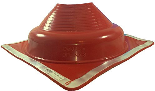 dektite Premium # 8 Rot Silikon Metall Dach blinkendes, Hohe Temp, quadratischer Boden, Rohr Größen 17,8 cm zu 33 cm