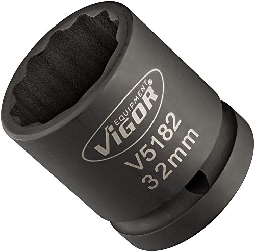 Vigor Kraft-Steckschlüssel-Einsatz (Vierkantantrieb 20 mm (3/4 Zoll), Außen-Doppel-Sechskant Profil 32 mm, extra dünnwandig) V5182 | 3/4 Zoll (20 mm) Vierkant hohl, Antrieb 3/4 Zoll (20 mm) Vierkant hohl, Abtrieb Außenprofil Doppelsechskant, SW 32 mm, 349 g