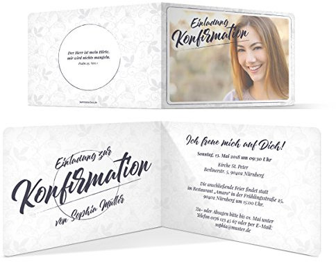 Kartenmachen.de 10 x Konfirmation Einladungskarten Konfirmationseinladungen Konfirmationskarten - Blumenranken