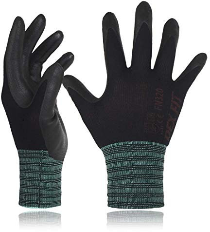 DEX FIT Premium Nylon Nitril Arbeitshandschuhe FN320; 3D-Komfort, Dehnbare Passform, Griff, Dünne, Leichte Arbeitshandschuhe, Langlebig, Atmungsaktiv, Kühl, Waschbar; Schwarz M (8) 3 Paare