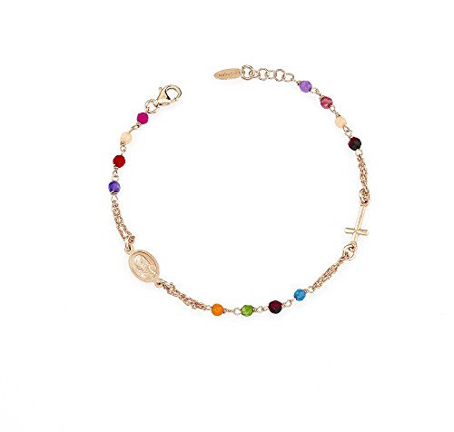 AMEN Armband Rosenkranz Silber Rosé mit bunter Jade BRORM3P