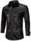 Allthemen Men's Paisley Shirt Jacquard Silk Shirts for Men Dress Shirts Long Sleeve Button Down Collar Casual Tux, Black,Black, L