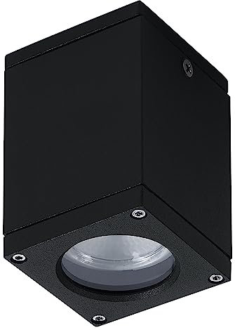 DOPO LIGHTING - Deckenleuchte CUB, schwarz, GU10 Lampenfassung, Außenbereich IP54, Aluminium. Ideal für Außendecken.