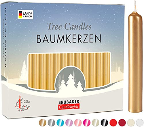 Brubaker 100 Confezione Confezione 100 Candele Albero Cera - Candele di Natale Piramide Candele Albero di Natale Candele - Oro