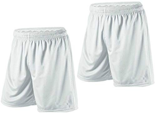 2 X Mens Sport Shorts Football Shorts Gym XS - S - M - L - XL - XXL (White, Medium)