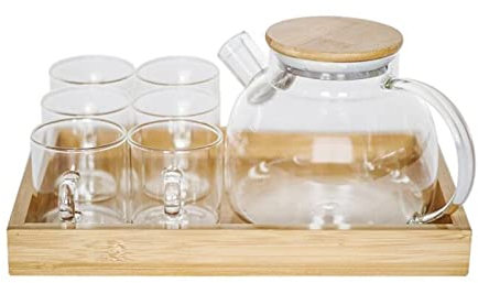 Caraffa per Acqua refrigerante Branzino di vetro for la casa con tazza set di acqua trasparente bollitore acqua bottiglia d'acqua bevanda succo con vassoio ufficio regalo drinkware Caraffa Acqua per