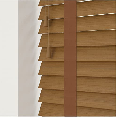 Custom Made To Measure Faux Wood Fine Grain Venetian Blinds With Tapes (50mm Slats) (UpTo 60cm (Width) x 130cm (Length), Truffle)