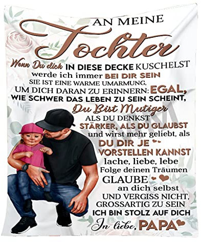 Kuscheldecke Personalisierte Decke Geschenk An menie Tochter Von Papa,Vater Zu Tochter Decke,Positiv Ermutigen Wohndecke Tagesdecke Für Couch Bett TV-Decke Geburtstag,Vater zu Tochter E,150*220CM