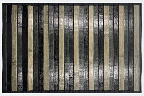HOME ZEN HOUSEHOLD LINEN Bambus-Teppich, rutschfest, waschbar, 50 x 80 cm, Schwarz