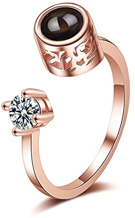 PAIHUIART Ring Ringe Damen Bijouterie Frauen Schmuck Romantische modische Farbe 100 Sprachen Projektionsringe für Frauen Verstellbarer Ring größenverstellbar Rose