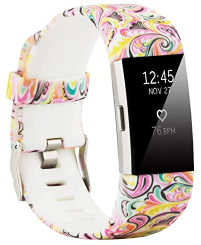 honecumi Kompatibel mit Fitbit Charge 2 Armband für Damen Herren, Silikon Ersatzarmband Buntes Klassisch Verstellbares Sport Uhrenarmband Ersatz für Fitbit Charge 2 Wechselbänder - Große Größe