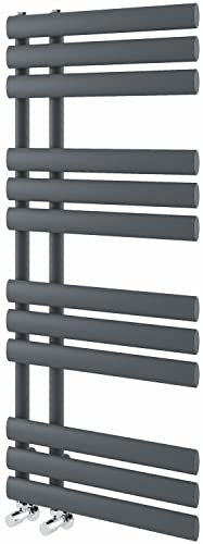 Go Bathrooms Grey Towel Radiator 1130 x 500 Heated Towel Rail Vertical Designer Bathroom Radiator Heated Ladder Rail Central Heating
