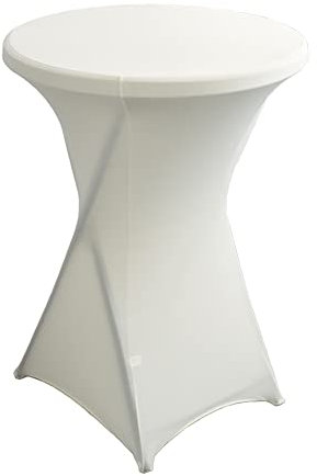 iEventStar Stretch Stehtisch Hussen Spandex Stehtischhussen Bartische Hochzeit Erstärkung im Fußbereich Rund Tischdecke für Bistrotisch Cocktail-Party (Beige, 1er Set - Ø 80-85 cm)
