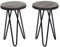 Mendler 2er-Set Beistelltisch HWC-A80, Nachttisch Kaffeetisch, Industrial Echtholz Ø25cm - Dunkelbraun