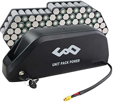Bateria Bicicleta Electrica 52V 19.2AH- batería de Tubo inferior para motor de 200-1600W, batería de iones de litio de bicicleta eléctrica, bloqueo de Seguridad, Led, con base y cargador, BMS