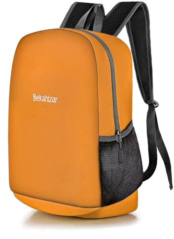 Bekahizar Small Rucksack 15L Packable Backpack Hiking Daypack Foldable Day Bag For Men Women Teens Travel Camping City Walking Mountaineering Climbing (Orange)