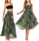 JENJON Damen Strandkleid Shirred Casual Ärmellos Rohrchenkleider Boho Rock A-Grün Einheitsgröße